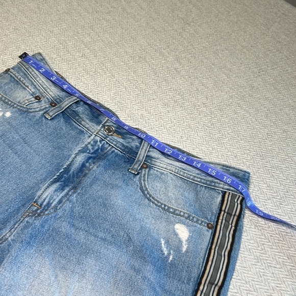 Jack and Jones Blue and Black Jean Shorts Distressed Style - Picture 5 of 10